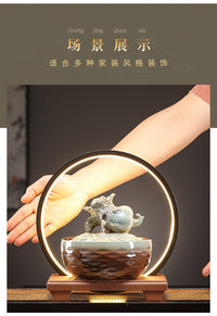 陶瓷八方来财流水摆件循环水办公桌茶台招财开业装饰品中式流水器