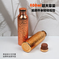 爆款锤击纹理运动镀铜旅行镀铜水杯户外便携健身水壶