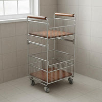 Tiered Laundry Basket Layered Mobile Clothes Hamper Breathable