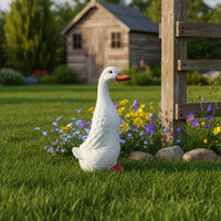 White Duck Statue American Country Design Outdoor Decoration Handmade for Yard