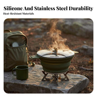 Lightweight Collapsible Cooking Pot Sturdy Collapsible Silicone Pot Heat-Tolerant for Backpackers, Campers, Hiking, Backpacking