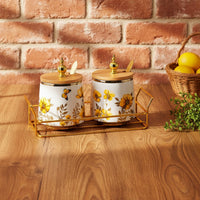 3 Pieces Bamboo Lid Seasoning Jars dampnessProof Condiment Pot Preserving