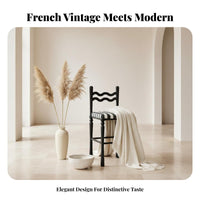 Wooden Bar Chair with Woven Seat French Retro design Counter Stool dense Wood Frame Sturdy Construction for Cafe, Restaurant