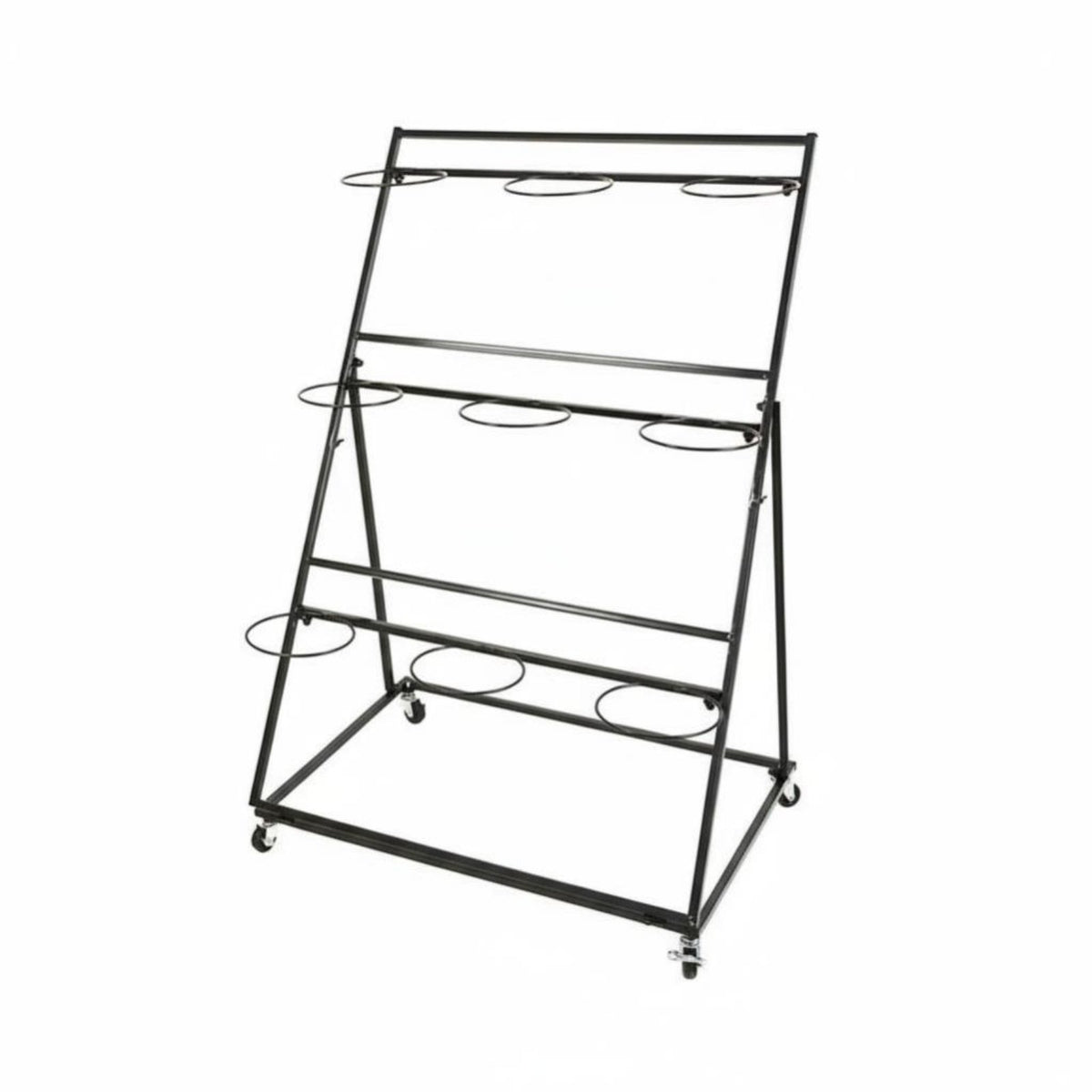 Multi-Layer Design Tiered Flower Container Stand Foldable 3-Tier Floral Arrangement Cart Ladder Structure Display Furniture Includes 12 Containers for Event Planners, Gardeners, Homeowners, Garden Center, Market Stall, Wedding Venue, Balcony