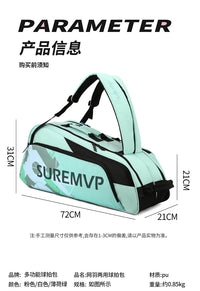 Rectangular Badminton and Tennis Racket Bag, Large Capacity, Oxford Fabric, for Adults, Green/Pink/White