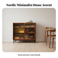 Nordic Design Fluted Glass Door Cabinet Modern design Sideboard Multi-Functional Storage Furniture for Homeowners, Apartment Dwellers, Families, Dining Room, Entryway, Home Office, Kitchen