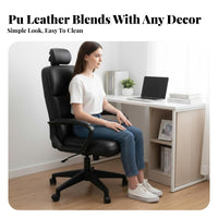 Upholstered Computer Chair with Headrest Space Saving Rolling Seat for Dorm Room