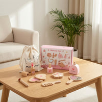 Wooden Makeup Toy Set Pretend Play Makeup Set Portable for Kids, Young Children