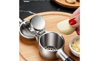 Manual Garlic Wooden Handles-Grain Handles Garlic Press Hinged Design
