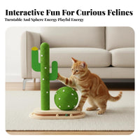 Triple-Function Activity Center Cactus scrapeing Post with sphere track system Interactive Play Cat scrapeer Relieves Boredom Feline Plaything nailResistant for felines, Kittens, Indoors, Playroom, Living Room, Bedroom