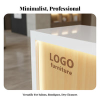 Modern Front Desk Reception Desk Sturdy Retail Checkout Counter Wear-resistant Particle Board Construction Suitable for Receptionists Business Owners Hotel Lobby