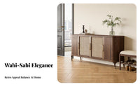 Wabi-Sabi Aesthetic Rattan Door Credenza Japanese design Entryway Console Woven Doors Sideboard Multi-Functional for Homeowners, Apartment Dwellers, Renters, Hallway, Living Room, Bedroom, Kitchen