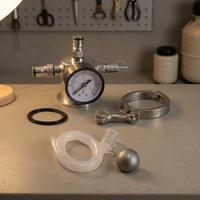Ball Lock Keg Lid with Floating Tube Tube Stainless Steel Keg Lid with Pressure Gauge for Homebrewers, Closed Transfers
