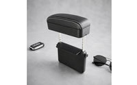 Leather-Like Car Center Armrest Storage Box Metal Support Rods Adjustable Armrest Storage Box Hard Shell Car Center Console Cover Easy to Install