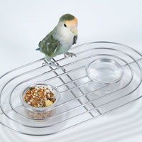 No-Mess Design Anti-Splash Bird Food Holder Easy to Clean Bird Perch with Food Bowls Long-Lasting Materials Hanging Parrot Feeder 360° Rotating for Cockatiels, Lovebirds, Small Parrots