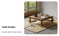 Japanese Design Floor Table Wabi-Sabi Design Japanese Floor Table Space-Saving Adaptable Use for Tea Lovers, Woven Mat Room