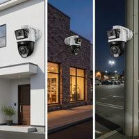 Two-Way Voice Outdoor Camera with Wall-Mount Bracket Waterproof Dual Lens Security Camera Power over Ethernet Wired for Yards