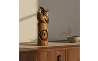 Wooden Owl Statue Artisanal Wooden Owl Figurine Rustic for Living Room
