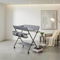 Adjustable Height Changing Table Mesh Storage Basket Foldable Changing Table