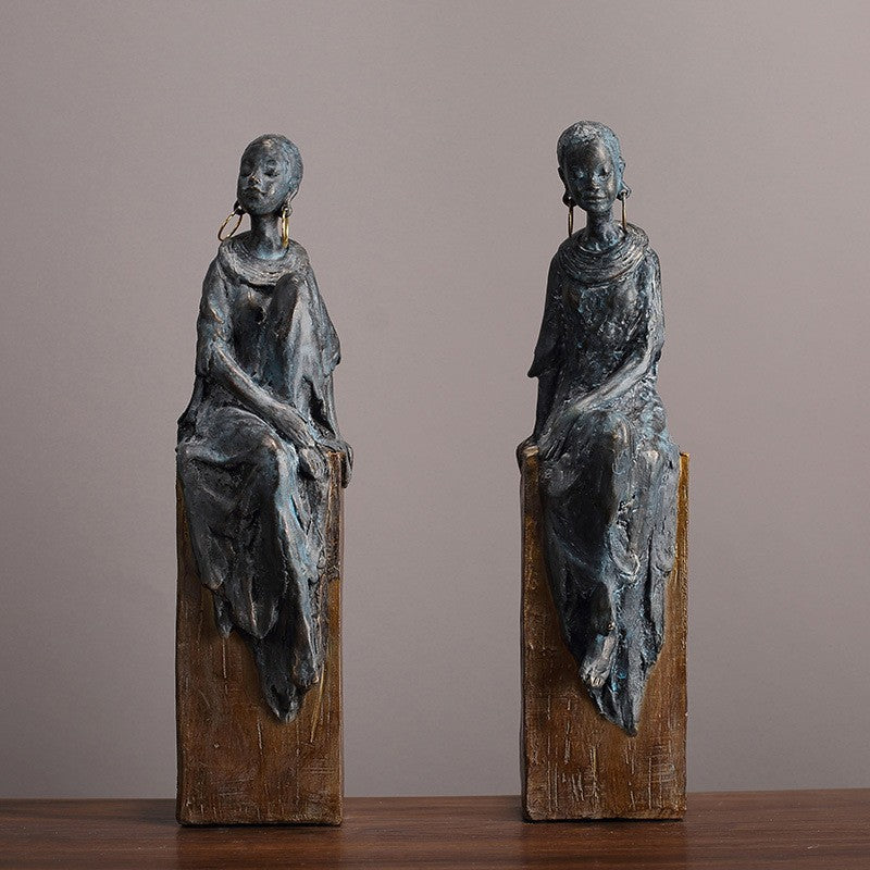 Nordic Abstract African Figure Sculpture for Home Decor