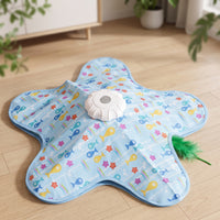 Cat Toy with Play Mat Feathered Feather Teaser Cat Toy Low-Height for Kittens