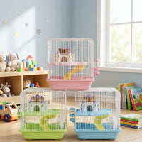 Hamster Cage and Pet Carrier, Square Shape Wire with Base, Multi-Level Hamster Cage Suitable for Hamsters Outdoor Use