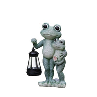 Frog Figurine with Lantern Resin Frog Statue Outdoor for Balcony, Porch