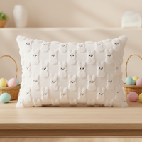 Easter Bunny Throw Pillow Cover Soft Decorative Throw Pillow Case Sofa Pillow Cover for Kids, Parents, Livingroom Bedroom, Entryway Bench, 50 x 30 cm