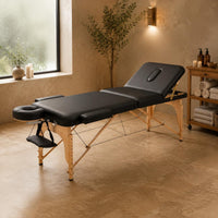Folding Massage Table Sturdy Folding Massage Bed Wooden Frame Well-Being Furniture for Salon