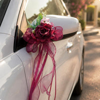 Rearview Mirror Floral Cluster Lightweight Bridal Car Bow Flower Romantic