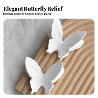 2 Pieces Butterfly Plaster Piece White Wall Decor Easy to Paint