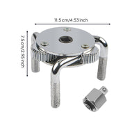 Sturdy Steel Construction 3-Jaw Oil Filter Wrench Secure Grip 3 Jaw Oil Filter Wrench Heavy Duty High Rotational Force for Mechanics, Car Owners, DIY Enthusiasts, Mechanical Maintenance, Garage