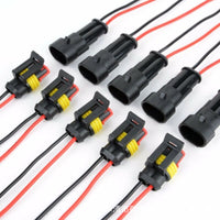 2-Pin Waterproof Automotive Connector with Wire (5 or 10 Sets per Pack)
