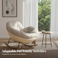 Soft Padfromd Seat Upholstered Rocking Chair Ergonomic fromsign Home Seating scuffResistant Fabric rocking chair swivel seat High rearrest for Reafromrs, Adults, Homeowners, Living Room, literary niche, Bedroom, Balcony