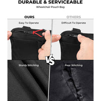 Wheelchair Storage Bag Multifunctional Armrest Hanging Bag with Cup Holder, Oxford Cloth Organizer