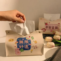 Leather Tissue Box with Inspirational Text, Modern Minimalist for Home