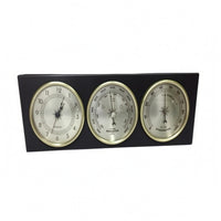 3-in-1 Weather Station Round Dials Wall Mount MDF for Indoor Use