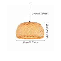 Japanese Style Bamboo Chandelier Southeast Asian Design Woven Bamboo Lampshade LED Bulb Included Indoor Lighting for Restaurant