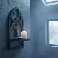 Arched Wall Shelf Versatile Shelf with Cross Ornament Compact for Prayer Corner