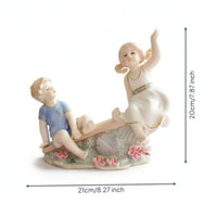 Couple Figurine on Bridge Ceramic Decorative Sculpture High-Temperature