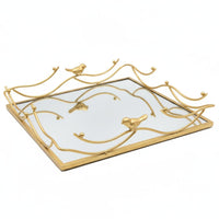 Gold Bird Decorative Tray Nordic Design Acrylic Mirror Storage Tray for Entryway