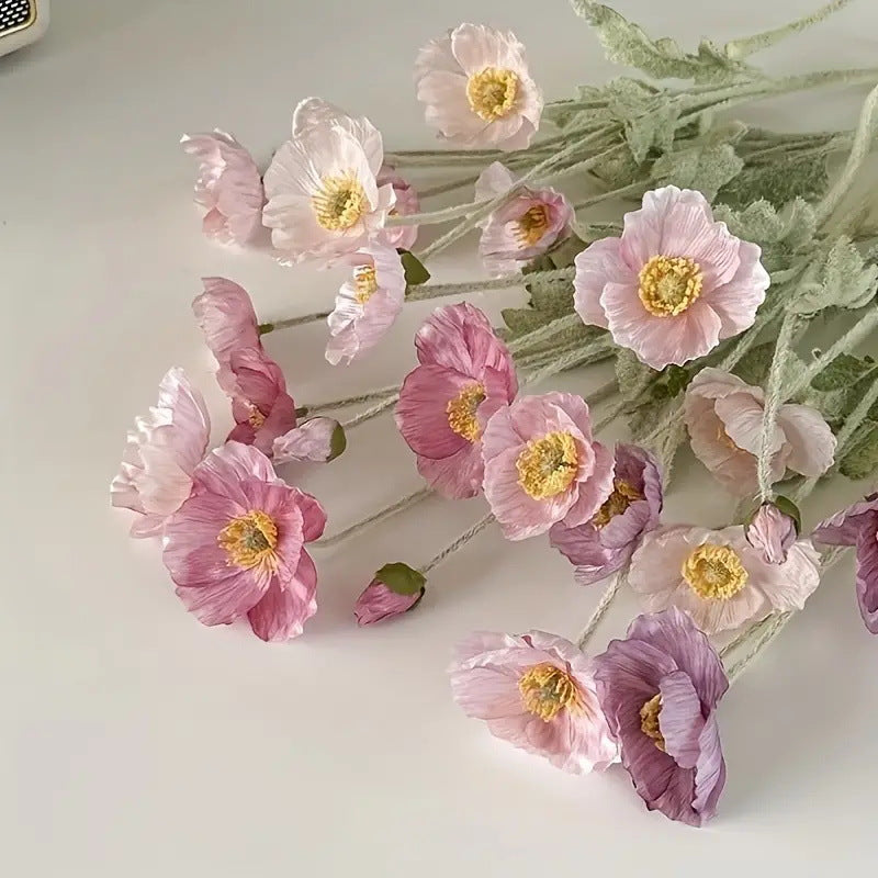 Pink Iceland Poppy Artificial Flower Bouquet (4 Stems)