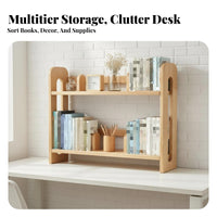 Desktop Shelf with Pegboard 2-Tier Shelves Office Furniture Sturdy Construction