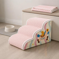 Two-Step Pet Stairs Pastel Dog Stairs Rigid Support for Bedside