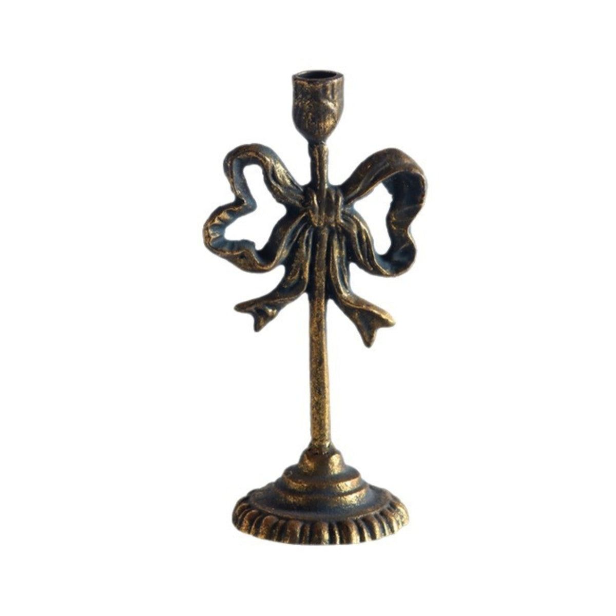 Bow-Shaped Candle Holder Antique Distressed Finish Wrought Iron Candle Holder Decorative Table Decor