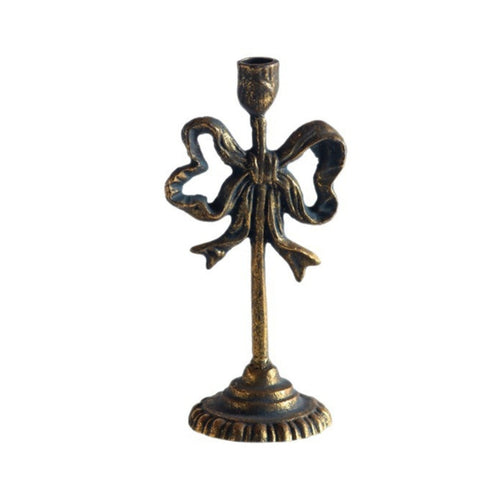 Bow-Shaped Candle Holder Antique Distressed Finish Wrought Iron Candle Holder Decorative Table Decor