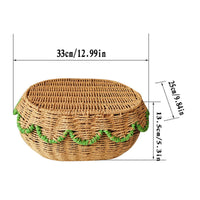 Woven Basket with Lid Materials Handmade Wicker Design Basket Handwoven Oval Paper Rope Storage Box