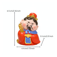 Creative Design Chinese God of Wealth Statue Hand-Painted Cartoon Prosperity Deity Figurine Stable Base for Office Workers, Business Owners
