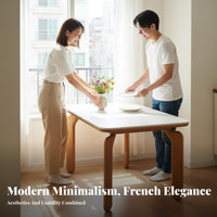 Modern Minimalist Design Rectangular Table with Elephant Legs Sturdy Construction Dining Furniture Easy to Clean Indoor Furnishing Scratch Resistant for Small Apartment Dwellers, Families, Homeowners, Kitchen, Family Gatherings, Home