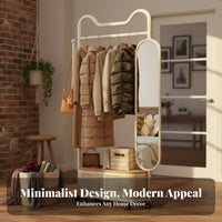 Rolling Coat Rack with Mirror comprehensive Design for Bedroom, Entryway, Adults